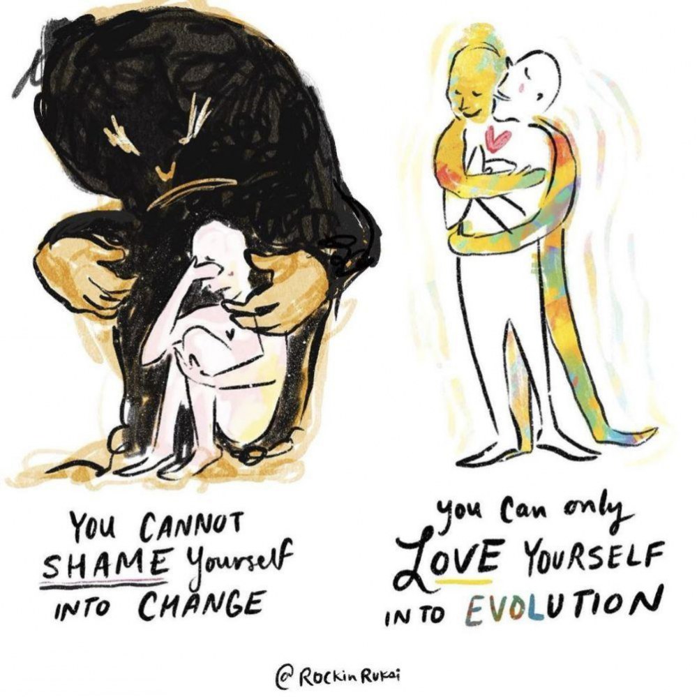 你无法在自卑和自我怀疑中，实现你的改变！而可以在自愛中实现进化和飞跃！ ... ...